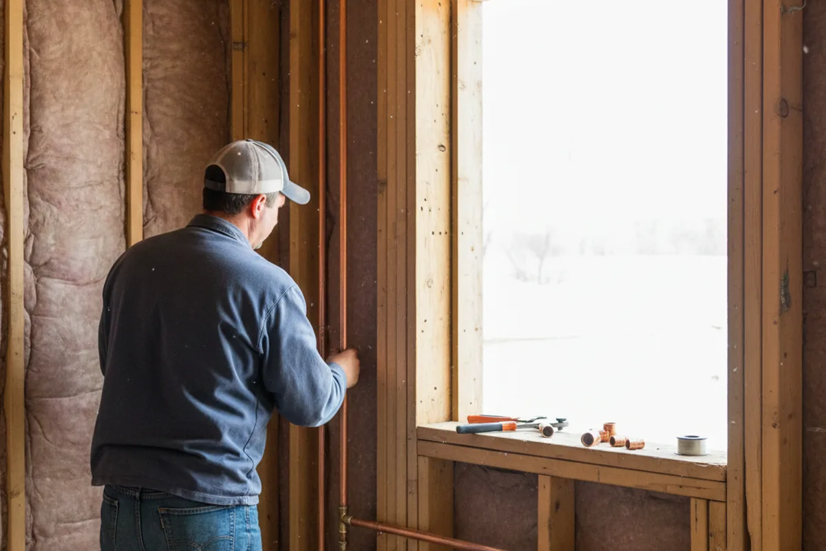Licensed plumber running new copper supply lines in a Carsonville home